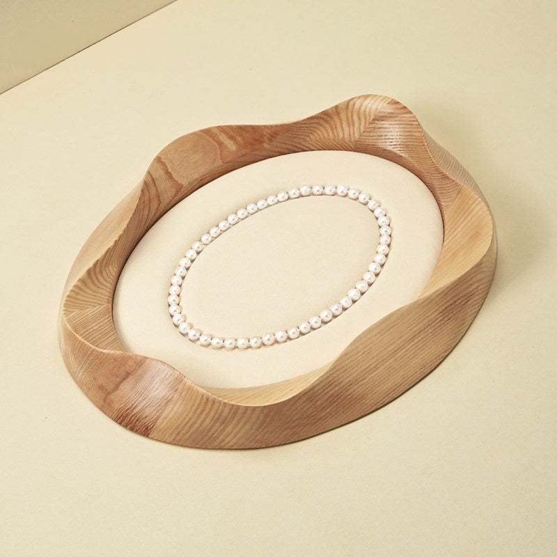 Wooden Jewelry Tray with Suede Lining for Necklace and Ring Display