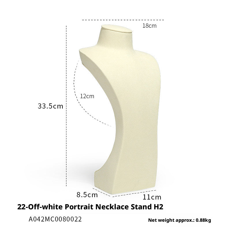 Beige Velvet Necklace Bust and Countertop Display Stands