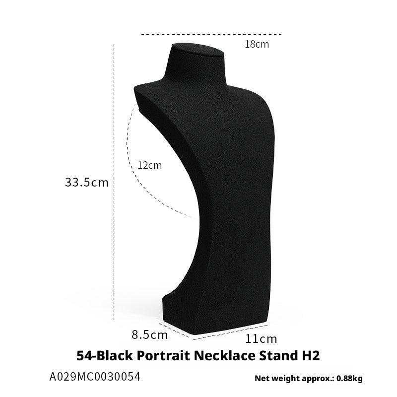 Luxury Black Suede Necklace Bust and Display Stand Set