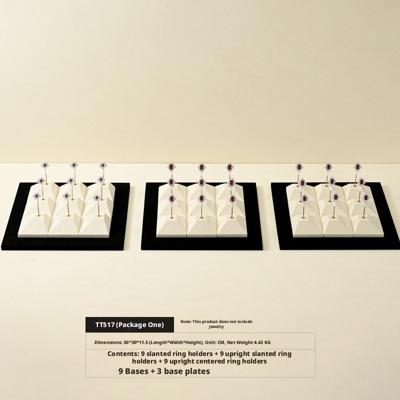 Beige Suede Jewelry Display Set with Pyramid Risers for Vendors