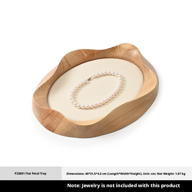 Wooden Jewelry Tray with Suede Lining for Necklace and Ring Display