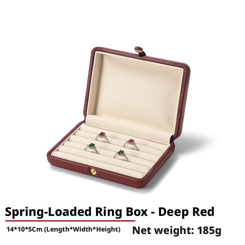 PU Leather Jewelry Box, Travel Ring Pendant Organizer, 8-Slot Snap Display Case Jewelry Supplies