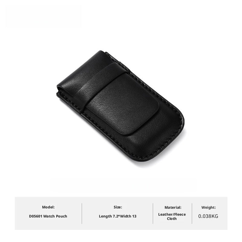 Slim Leather Watch Pouch, Travel Wristwatch Storage Holder, Business Accessory