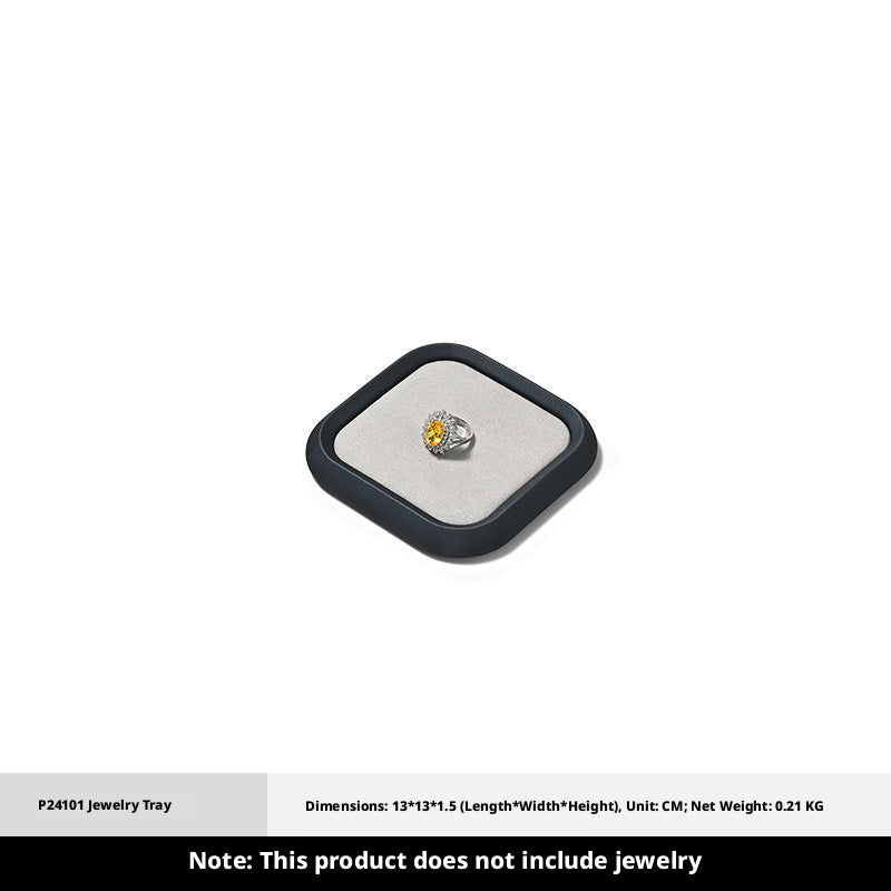 Silver Metal Jewelry Tray with Black Velvet for Ring and Necklace Display
