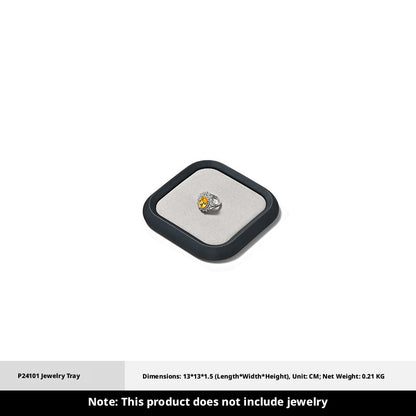 Silver Metal Jewelry Tray with Black Velvet for Ring and Necklace Display