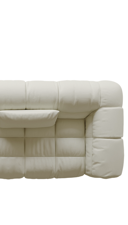 Wabi-sabi leather sofa French size house designer modern simple living room three people cat scratch leather sofa