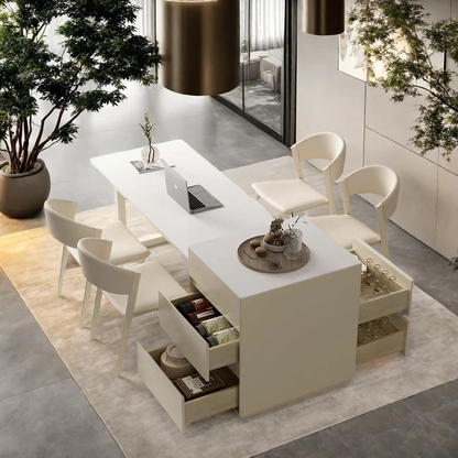 Butter wind island table integrated modern simple retractable dining table tea table dual-purpose small apartment restaurant