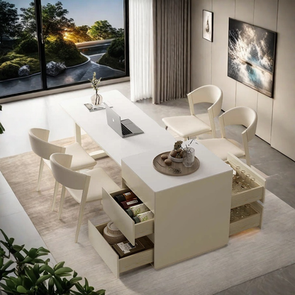 Butter wind island table integrated modern simple retractable dining table tea table dual-purpose small apartment restaurant