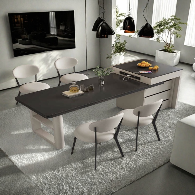 Cream wind island table integrated retractable light luxury family small apartment advanced island table integrated multi-function