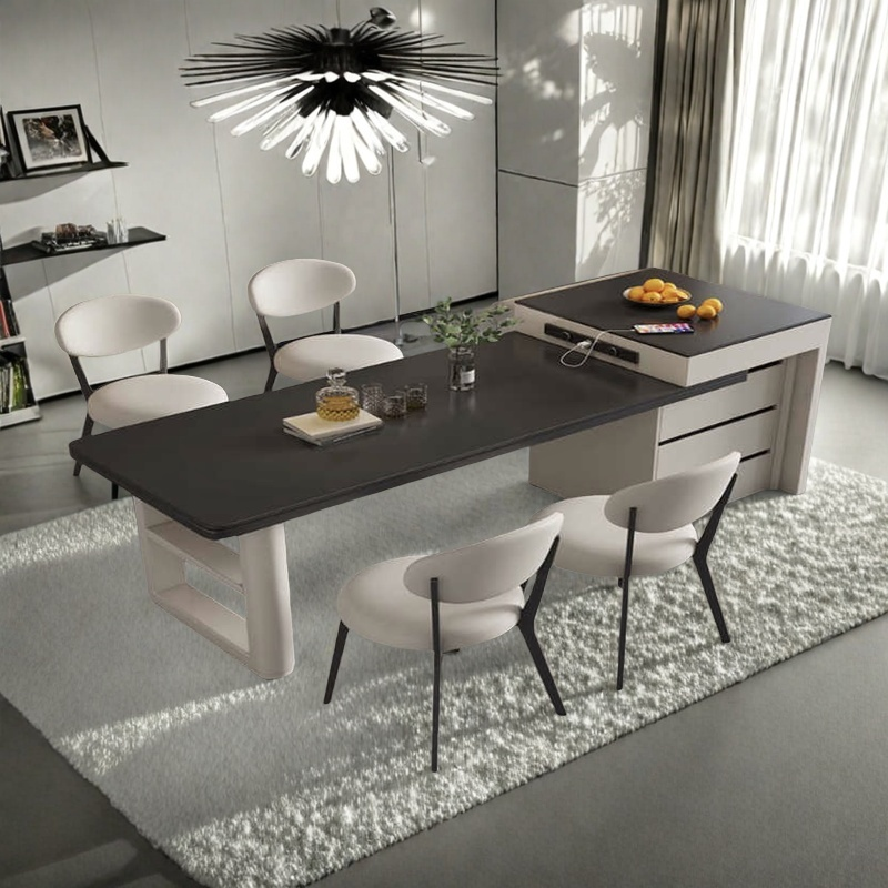 Cream wind island table integrated retractable light luxury family small apartment advanced island table integrated multi-function