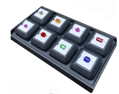 Gemstone Display Case, Artificial Leather, 6x6cm Storage Box (6x6cm)