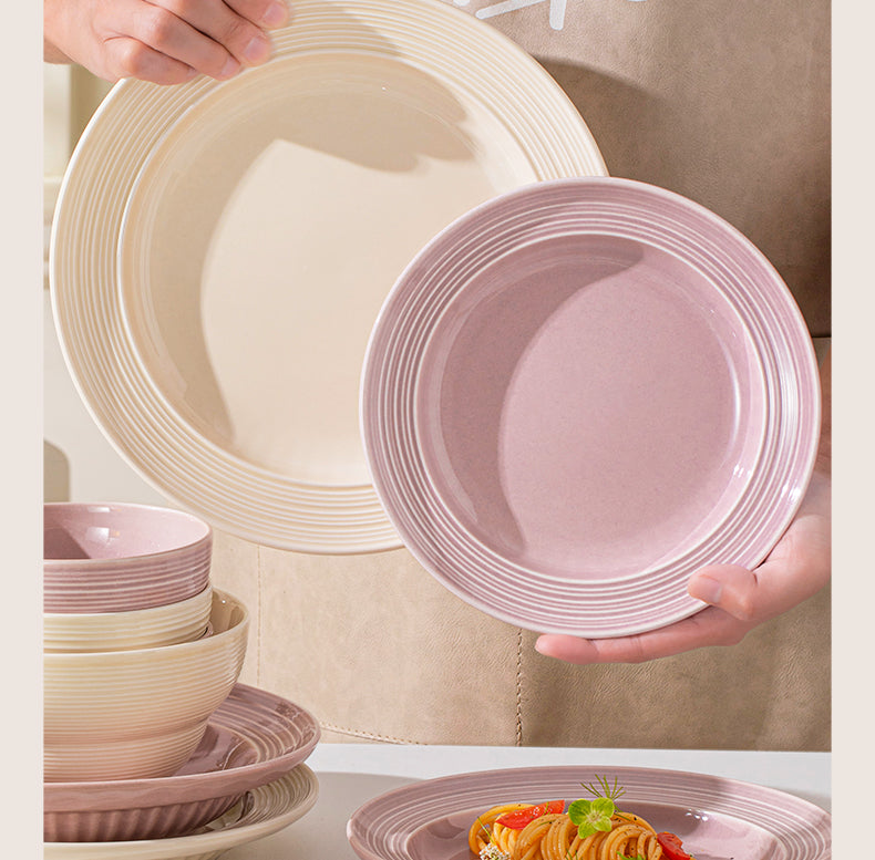 Ceramic dish set Household high appearance level Cream wind housewarming cutlery plate wedding gift