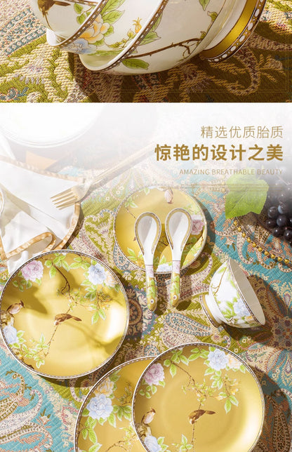 Rice bowl home 12 with Chinese dish set Jingdezhen bone China tableware set ceramic