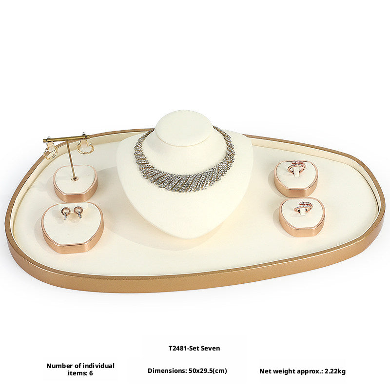 Rose Gold Suede Jewelry Display Stands & Trays for Boutique
