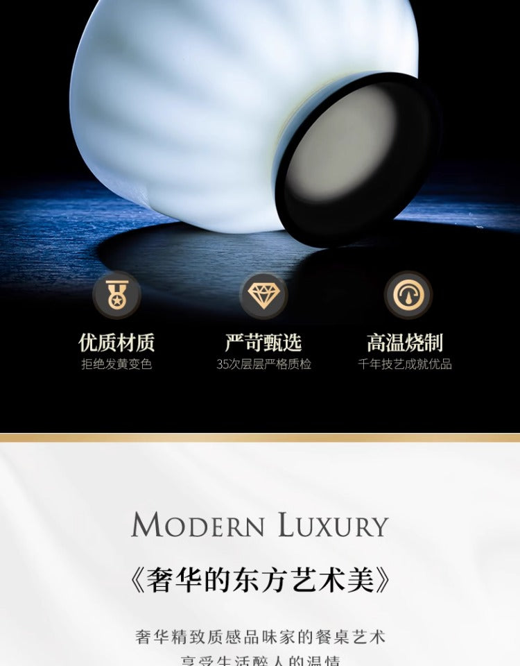 Jingdezhen Luo Wei under glaze color tableware pure white high temperature bone China bowl and dish set household tableware set