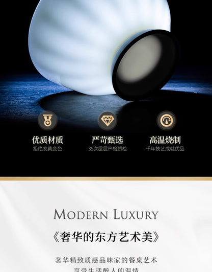 Jingdezhen Luo Wei under glaze color tableware pure white high temperature bone China bowl and dish set household tableware set