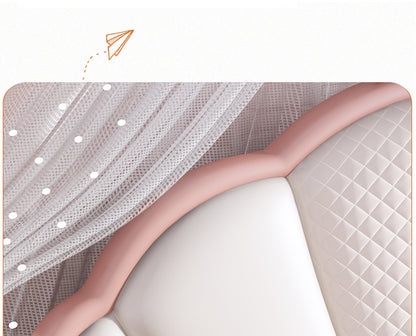 Children's Bed Girls Princess Bed Bedroom Simple modern solid wood cream wind bed Girls single bed Crown pink bed