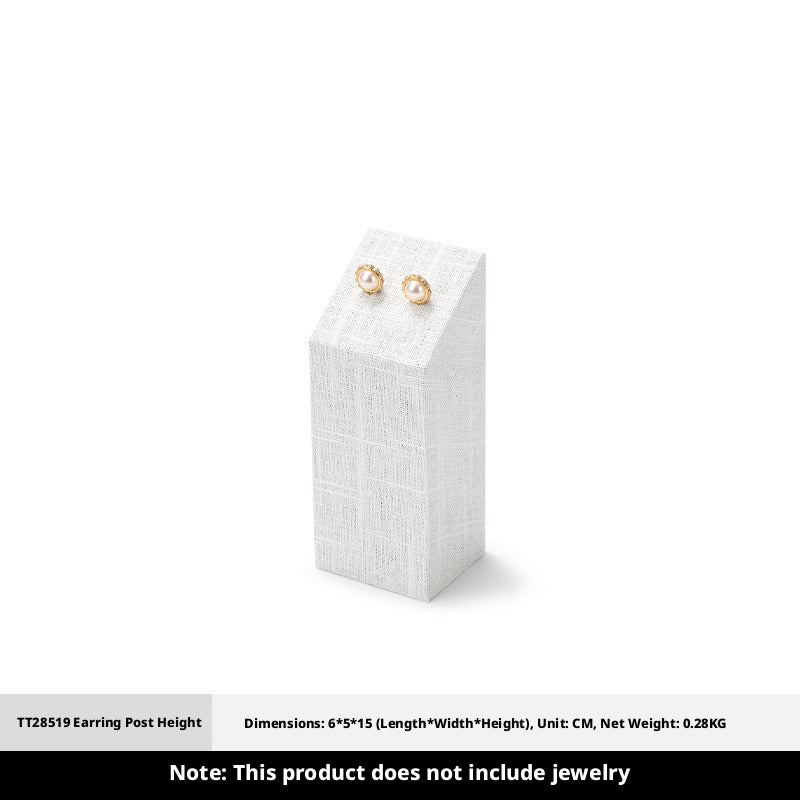 White Linen Jewelry Display Set with Multi-Level Risers for Vendors