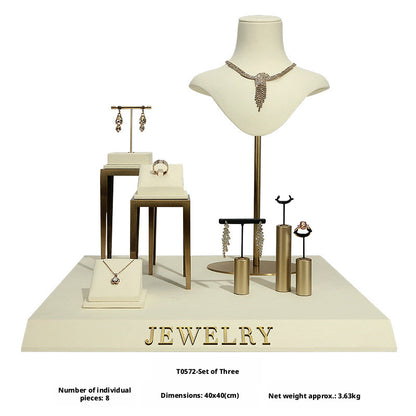 Modern Metal Suede Jewelry Organizer and Showcase Stand