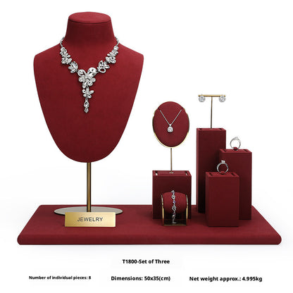 Elegant Metal Velvet Jewelry Organizer Display Props for Countertop