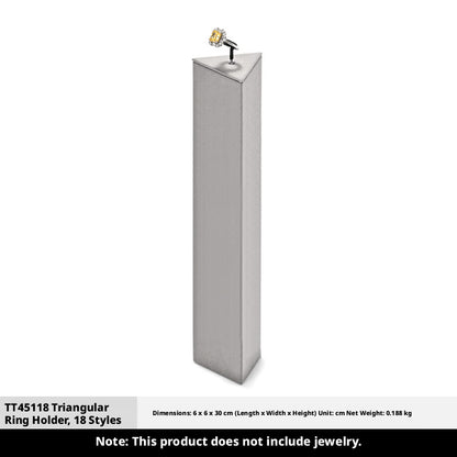 Gray Suede Ring Display Stand with Multi-Level Steps for Vendors