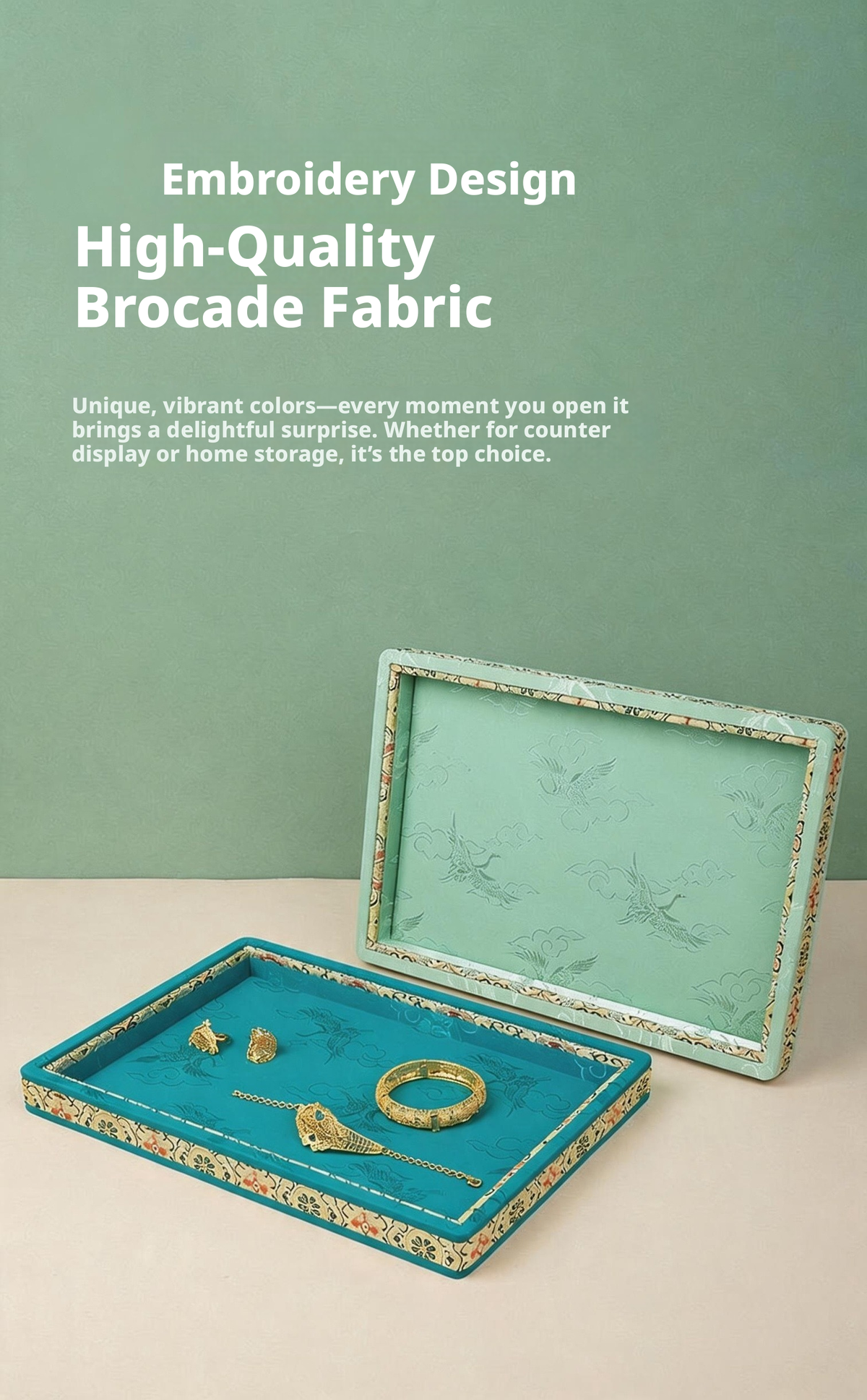 Jacquard Fabric Tray with Embossed Pattern for Jewelry and Tea Display