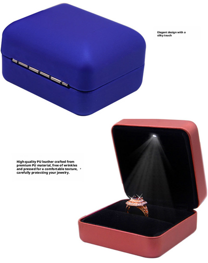5pcs LED Jewelry Box with Bat Heart Ring for Gothic Proposal and Gift
