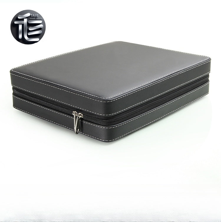 Black PU Leather Jewelry Organizer, Zippered Travel Case, Velvet Insert (Ring, Pendant Styles)