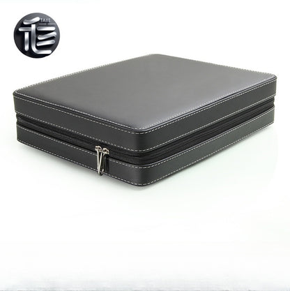 Black PU Leather Jewelry Organizer, Zippered Travel Case, Velvet Insert (Ring, Pendant Styles)