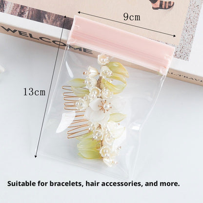 100pcs EVA Jewelry Pouches, Clear Frosted Zip Bags, Anti-Tarnish Storage (7 Sizes)