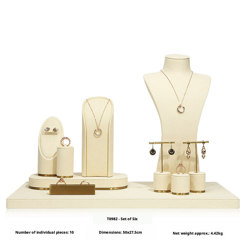Beige Velvet Necklace Bust and Countertop Display Stands