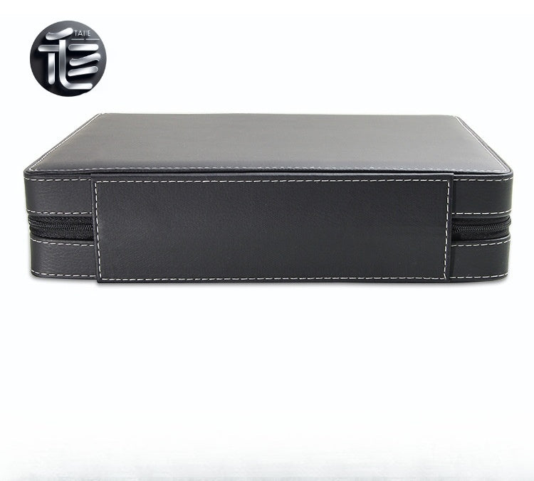 Black PU Leather Jewelry Organizer, Zippered Travel Case, Velvet Insert (Ring, Pendant Styles)