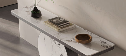 Light luxury wind rock panel porch entry simple corridor corridor stainless steel art end view table against the wall porch table