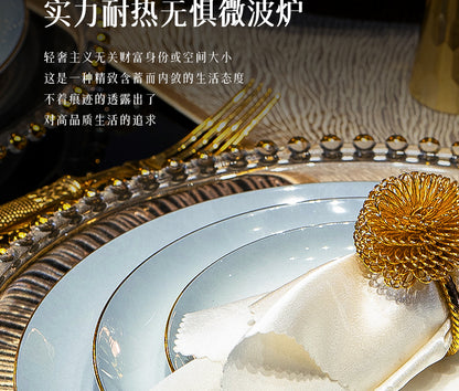 Underglaze color Jingdezhen ceramic tableware set bone China housewarming light luxury bowl dish dish set home