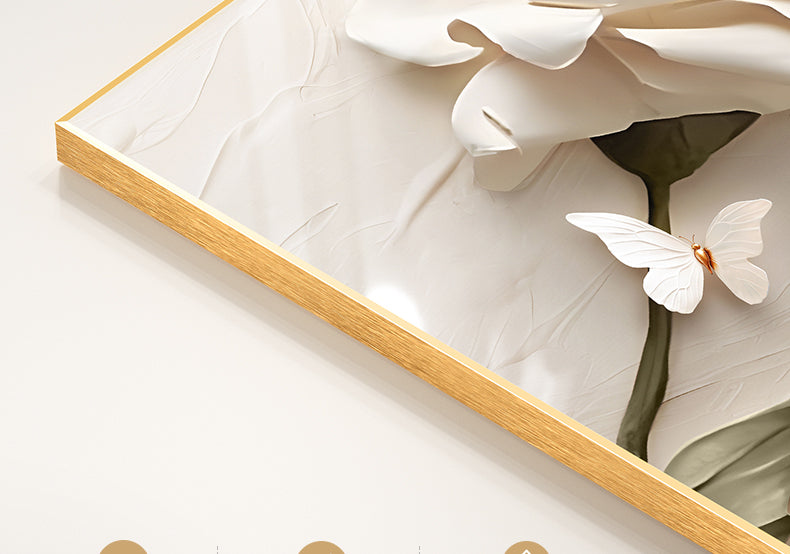 Flower cream style three-dimensional relief living room decoration painting simple high-level sense sofa background wall hanging painting triplet mural