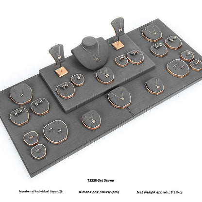 Geometric Velvet Jewelry Showcase Tray & Bust for Retail Counter