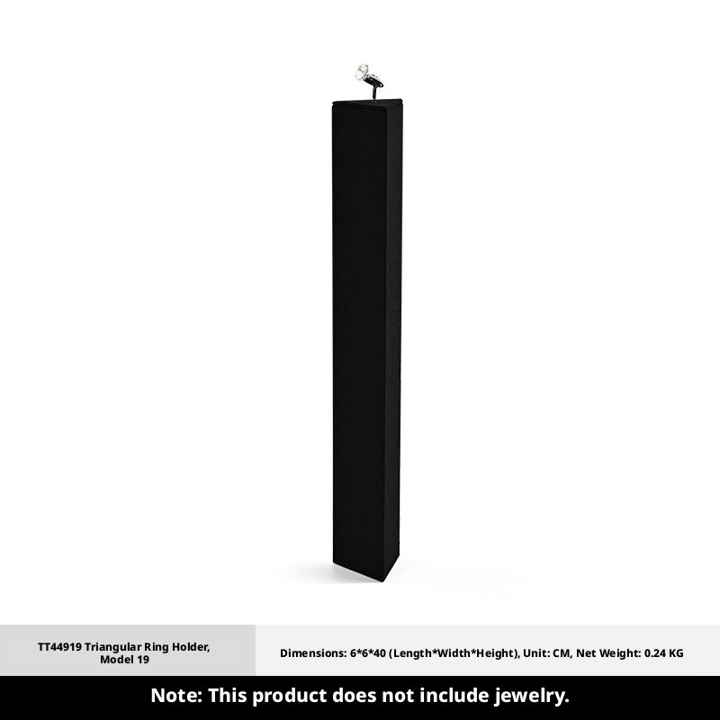 Black Suede Ring Display Stand with Multi-Level Steps for Boutique