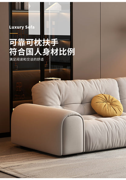 Cream sand hair small apartment modern simple light luxury French straight row three anti-cat scratch fabric sofa combination