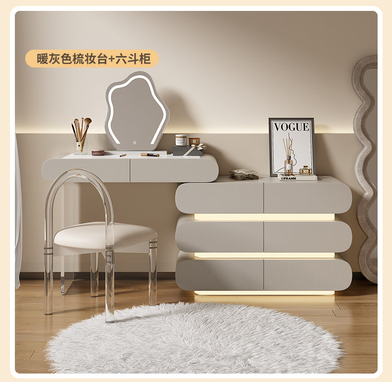 Modern light luxury dressing table bucket cabinet one cream wind bedroom small flat minimalist style solid wood dressing table