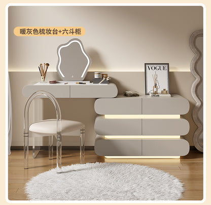 Modern light luxury dressing table bucket cabinet one cream wind bedroom small flat minimalist style solid wood dressing table