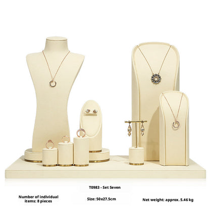 Beige Velvet Necklace Bust and Countertop Display Stands