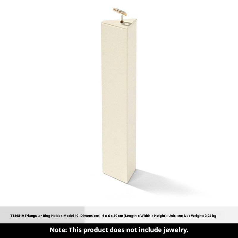 Beige Suede Ring Display Stand with Multi-Level Steps for Vendors
