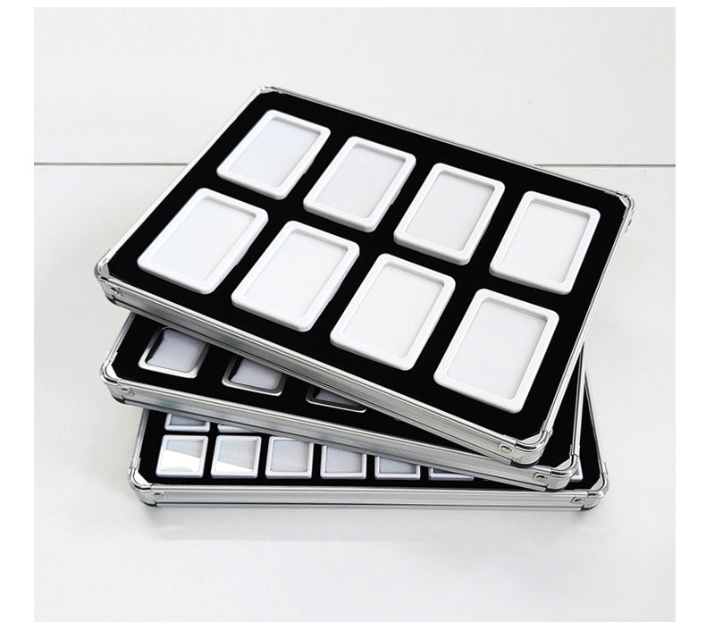 Lightweight Aluminum Tray with Clear Plastic Gemstone Box – Velvet-Flocked Sponge Insert,