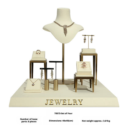 Modern Metal Suede Jewelry Organizer and Showcase Stand