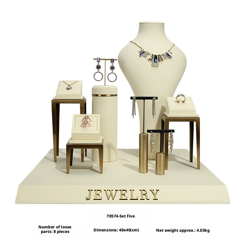 Modern Metal Suede Jewelry Organizer and Showcase Stand