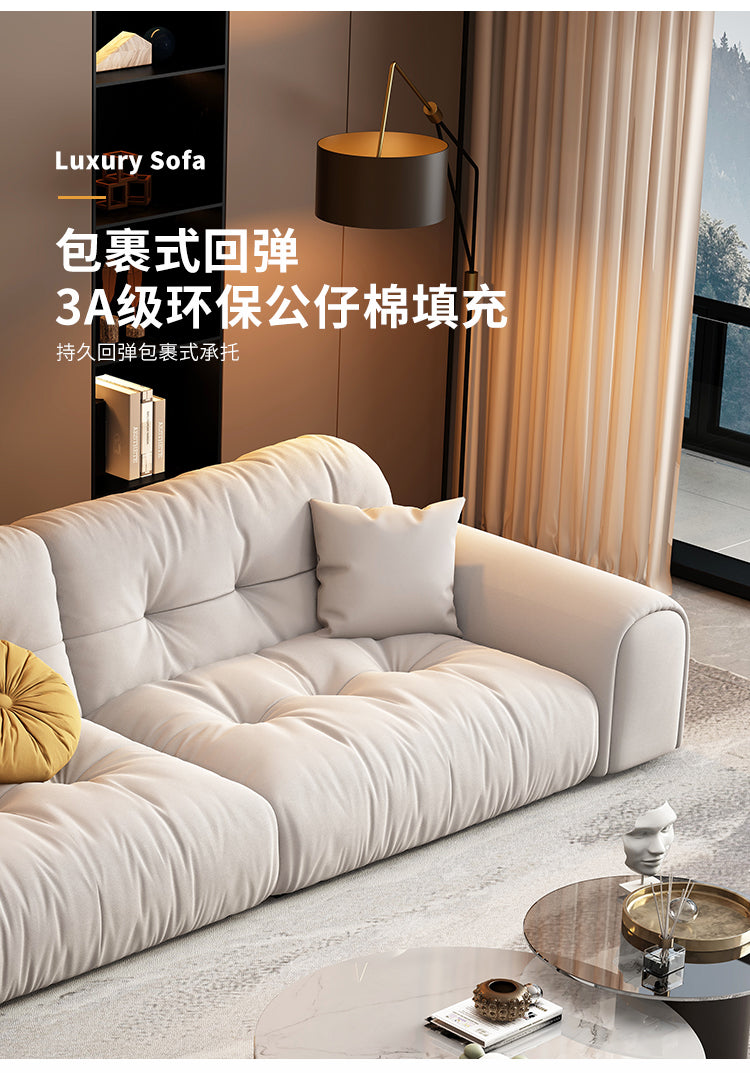 Cream sand hair small apartment modern simple light luxury French straight row three anti-cat scratch fabric sofa combination