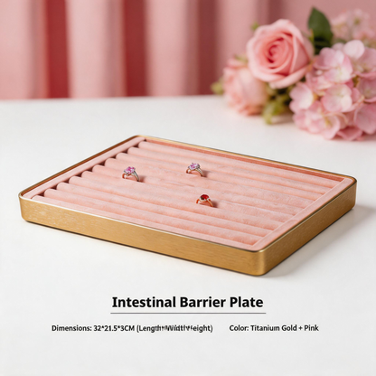 Gold Metal Jewelry Tray with Velvet Lining for Ring and Necklace Display