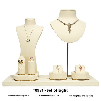 Beige Velvet Necklace Bust and Countertop Display Stands