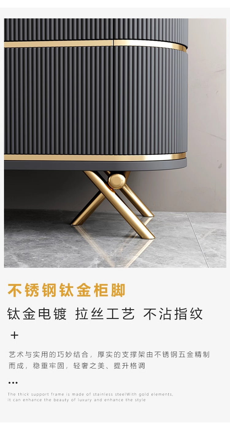 Italian minimalist rock panel side cabinet