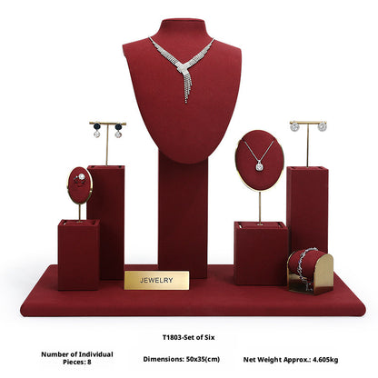 Elegant Metal Velvet Jewelry Organizer Display Props for Countertop